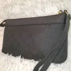 ⭐未使用⭐GUCCI GG 化粧ポーチ ナイロン×レザー ブラック