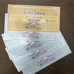 ゼビオ 株主優待券 20％off券1枚、10%off券4枚