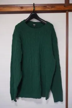 UNIQLO ダークグリーン ケーブルニット XL ユニクロ