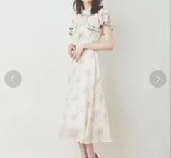 美品✨️ トランテアンソンドゥモード フリル 花柄プリーツワンピース ボウタイ