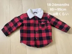 babyGAP 18-24months 赤黒チェック裏ボアジャケット