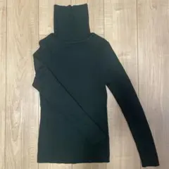 ダークグリーン タートルネック セーター M