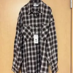 LEPSIM チェック柄 長袖シャツチュニック ブラウン系