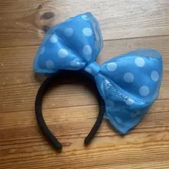 ミニーマウス風 水色リボンカチューシャ