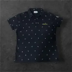 adidas アディダス y2k 総柄 ポロシャツ ブラック 半袖 ゴルフウェア