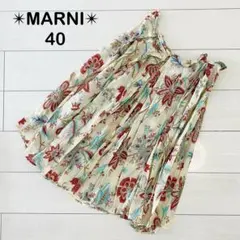 オースチンリード 花柄ブラウス フリル袖 プルオーバー 40 マルチ 