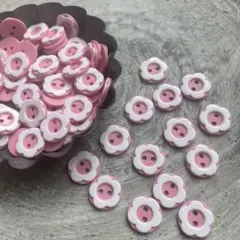 フラワーボタン　【ピンク　Φ12.5ミリ　100個】　ホワイト×ピンク　大量