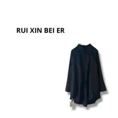 【RUI XIN BEI ER】シャツ　ワンピース　長袖　可愛い　ゆったり　黒