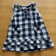 3can4on ノースリーブ 90 ワンピース チェック ネイビー 3カン4オン