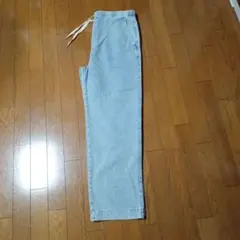 ライトブルーデニムパンツ ドローストリング付き(前ファスナー無し)
