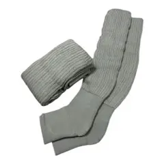 冷え取り 保温靴下 厚手リブ編みソックス2足セット レッグウォーマー グレー