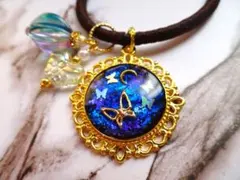 【B77】＊アンティークゴールド 蛍ガラス レジン　ヘアゴム (ハンドメイド)