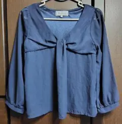 ROPÉ PICNIC ネイビー リボン付きシャツ 38