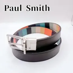 Paul Smith リバーシブル ベルト マルチストライプ レザー ブラックのサムネイル