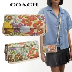 ★未使用品★COACH　コーチ　エライザ　スモール　フラップクロスボディ　花柄