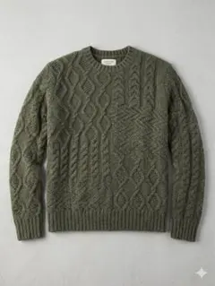 AMERICAN EAGLE ケーブルニットセーター オリーブグリーン