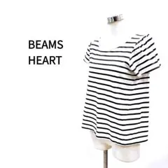 BEAMS HEART  Ｔシャツ  グレー/ホワイト　ストライプ レディース