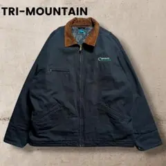 vintage90sダック地フルジップデトロイトジャケット古着襟コーデュロイ黒