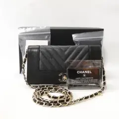 【美品級】CHANEL（シャネル）マドモアゼル　キャビアスキン　長財布　黒 キャビアスキン シャネル CHANEL 財布 さいふ サイフ 新作