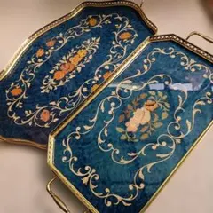 アンティーク楕円形トレイ 花柄 - メルカリ