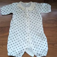 水玉模様ロンパース 半袖 フリル付き