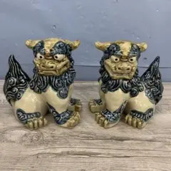 E-4 【魔除け・縁起物】琉球焼 シーサー 一対 置物 やちむん 沖縄 伝統 E-4 【魔除け・縁起物】琉球焼 シーサー 一対 置物 やちむん 沖縄 伝統