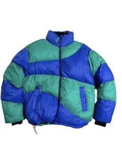 グリーン ブルー ダウンジャケット　サイケデリック