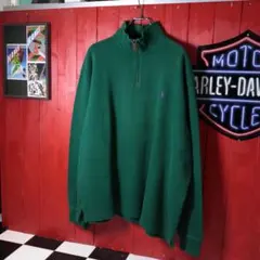 POLO RALPH LAUREN ハーフジップスウェット　緑　紫ポニー　XL