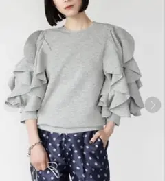 ELFRANK 美品 洗えるダンボールニットラッフルスリーブプルオーバー F
