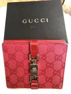 GUCCI 二つ折り財布 レッド GGロゴ 箱付き
