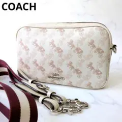 コーチ カメラバッグ ショルダーバッグ ダブルジップ ストライプ 91109