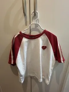 SLOPPY ハートロゴ ラグランTシャツ ホワイト×レッドのサムネイル