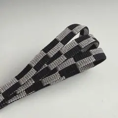 新品未使用品！！お洒落！！市松柄　正絹 三分紐　黒ｘシルバー