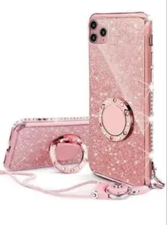iPhone 12 iPhone 12 Pro ケース リング付き ラメ ピンク