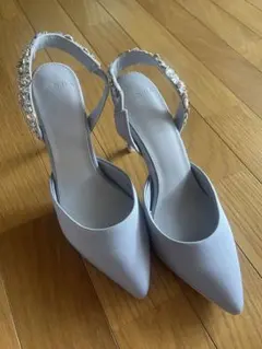 【美品】RANDA ライトブルーポインテッドトゥハイヒール 25.0cm