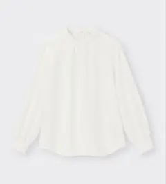 スタンドカラーブラウス　白　GU