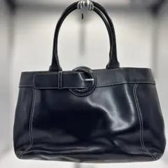 FURLA 黒 ハンドバッグ 円形バックル付き