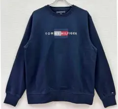 新品 XL ★ トミーヒルフィガー 裏起毛 刺繍ロゴ トレーナー US-L N