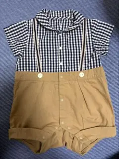 ベビー服 チェック柄オーバーオール風