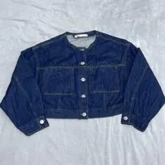 ZARA ザラ クロップド丈 デニムジャケット ノーカラージャケット S