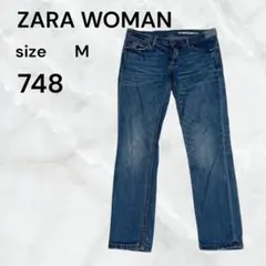ZARA WOMAN スキニーデニム Mサイズ ブルー 古着　ストレートのサムネイル