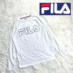 【大きなロゴ】FILA 長袖カットソー　ロンT Lサイズ　白　横スリットのサムネイル