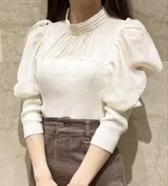 snidel シアーパフスリーブニットトップス SWNT214127