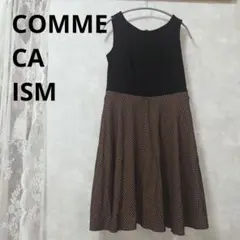 COMME CA ISM　ノースリーブワンピース　千鳥格子　ベージュ　ブラック