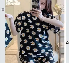 【人気商品】　パジャマ　ルームウェア　セットアップ　L　花柄　半袖