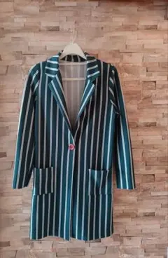 4every ストライプ柄のチェスターコート （ロングジャケット）