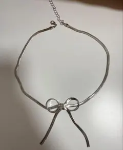 リボンモチーフ シルバーネックレス