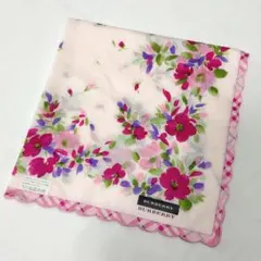 BURBERRY バーバリー ピンク 花柄 大判 ハンカチ