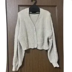 【美品】ラメ ニット カーディガン グレー
