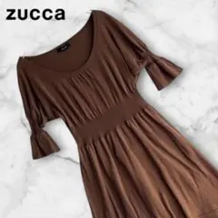 【難あり】ズッカzuccaコットンニットワンピース フレアスリーブ チュニックMのサムネイル